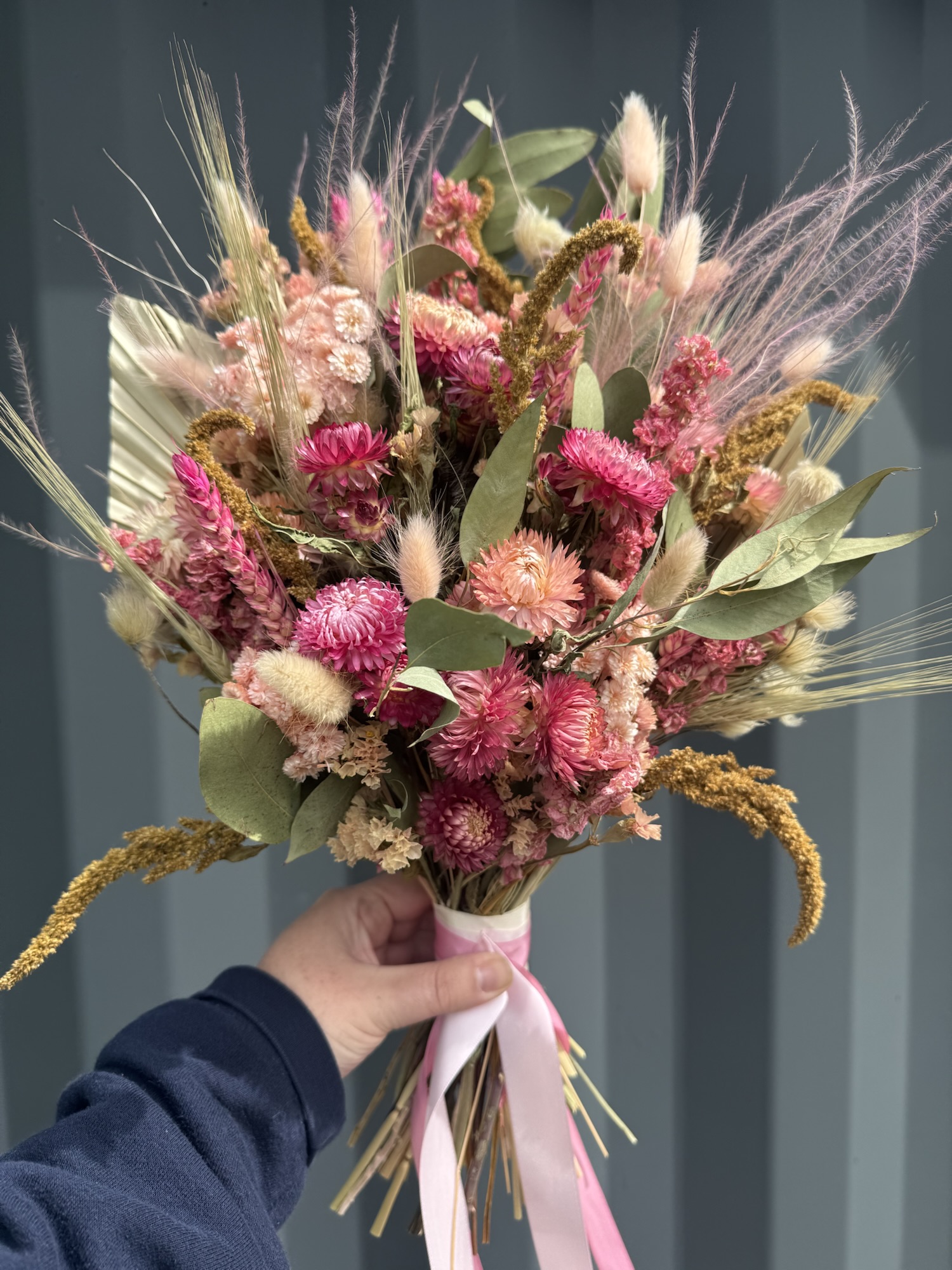 Dried wedding bouquet from The Thistle Shed wedding florist in Fife, dried bridal bouquet